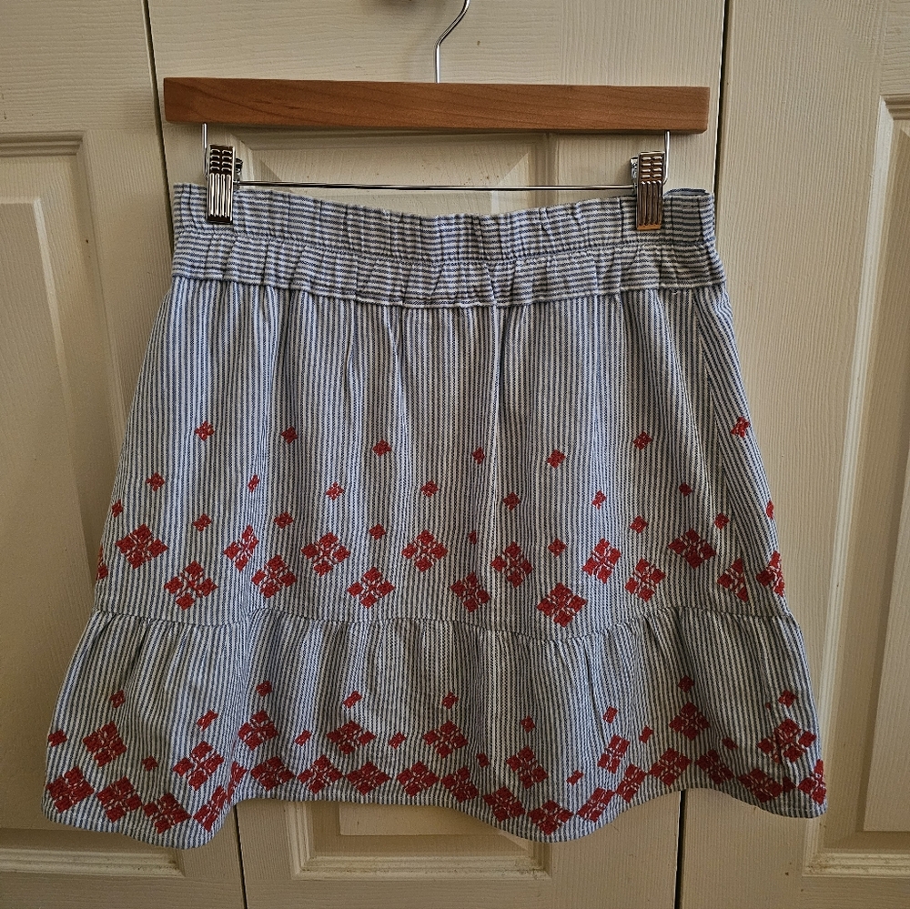 Club Monaco Blue and Red Floral A-Line Skirt
